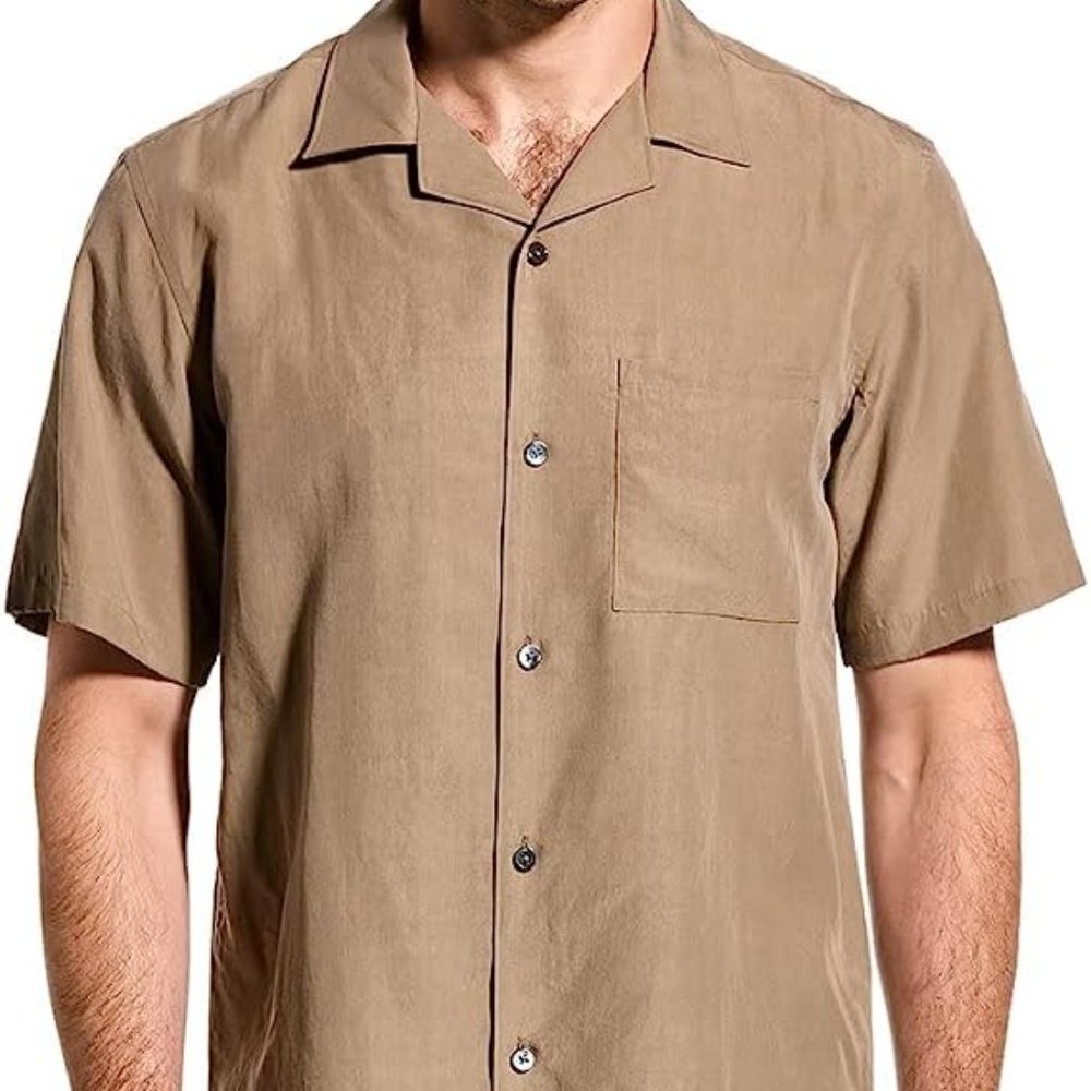 Theory Noll Flow Camp Shirt Olive S NWT
